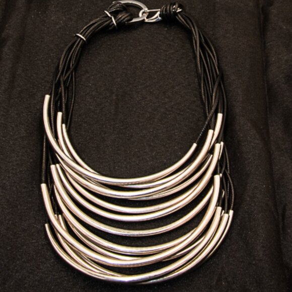 Unknown Jewelry - Vintage 12 Tube Necklace on leather Bracelet 16"
